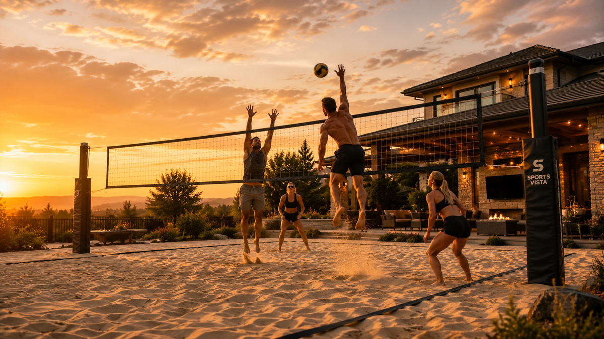 Volleyball equipment including nets, systems, balls, ball racks, and court accessories for outdoor and recreational play