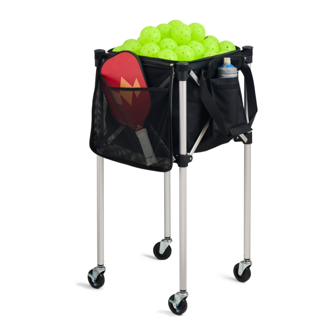 Racket Pets Ball Tote & Cart - Portable Teaching Cart with Black Ball Tote Bag for Tennis and Pickleball Pros