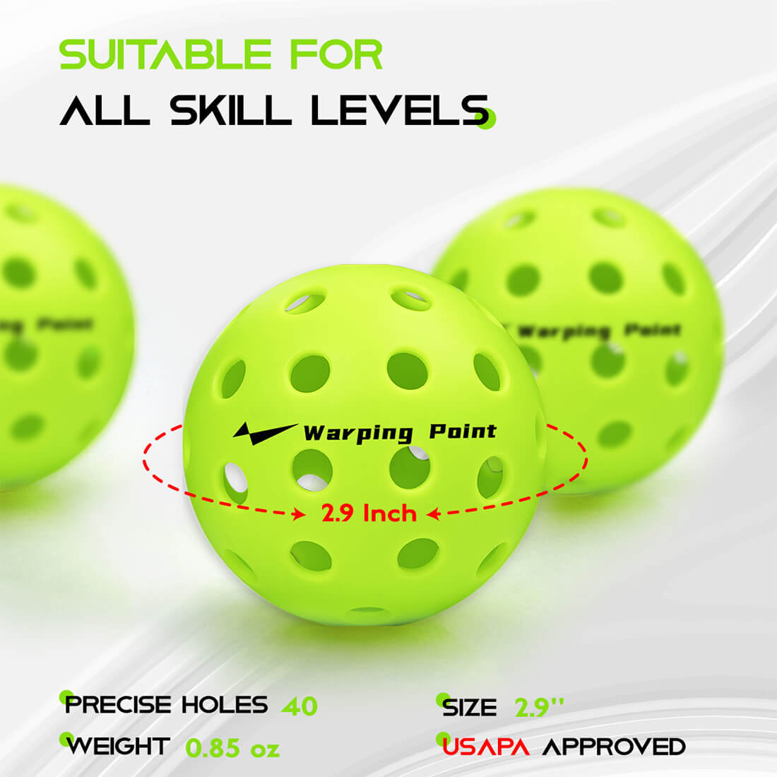 Warping Point Outdoor Practice Pickleballs - Green