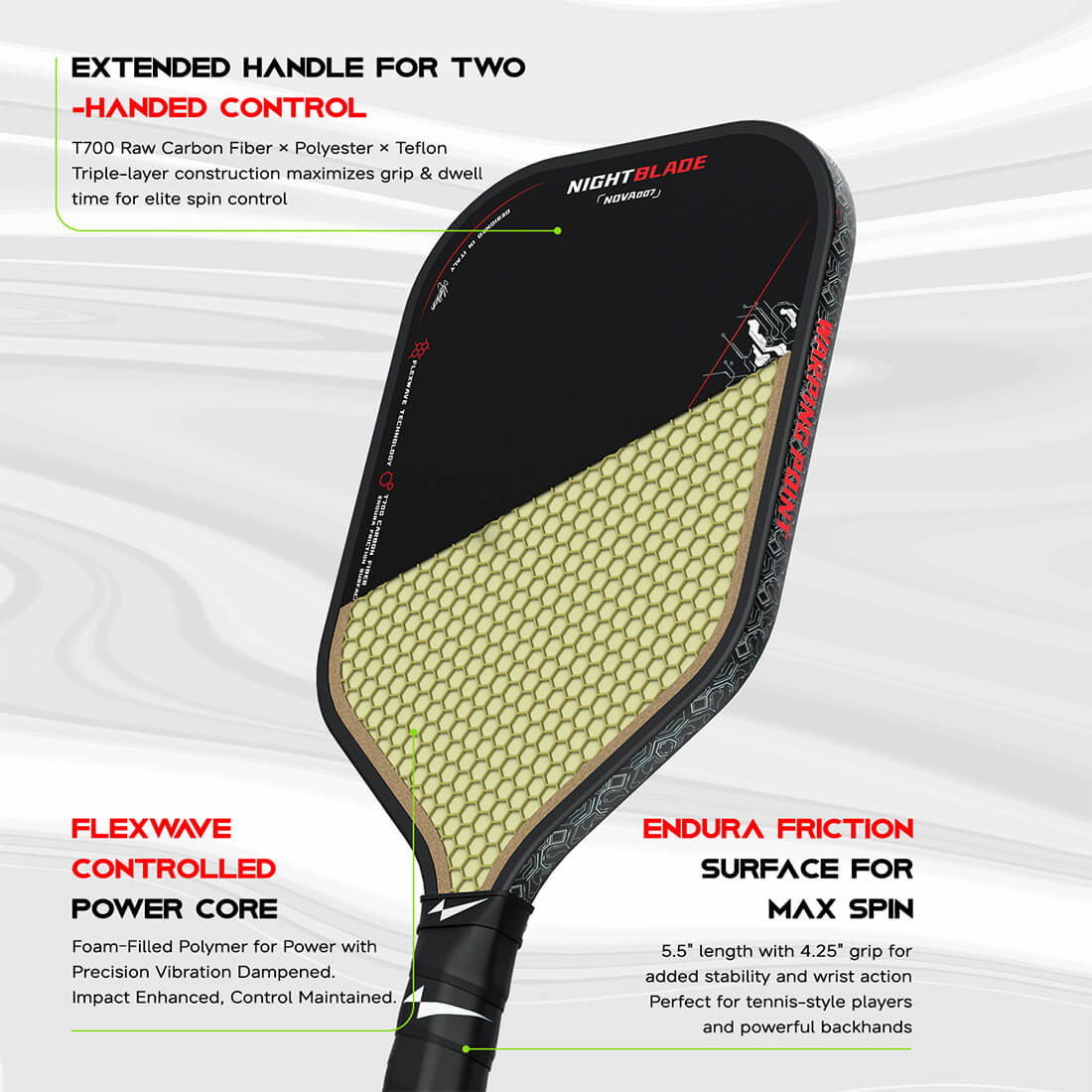 Warping Point NightBlade Pickleball Paddle - 16mm