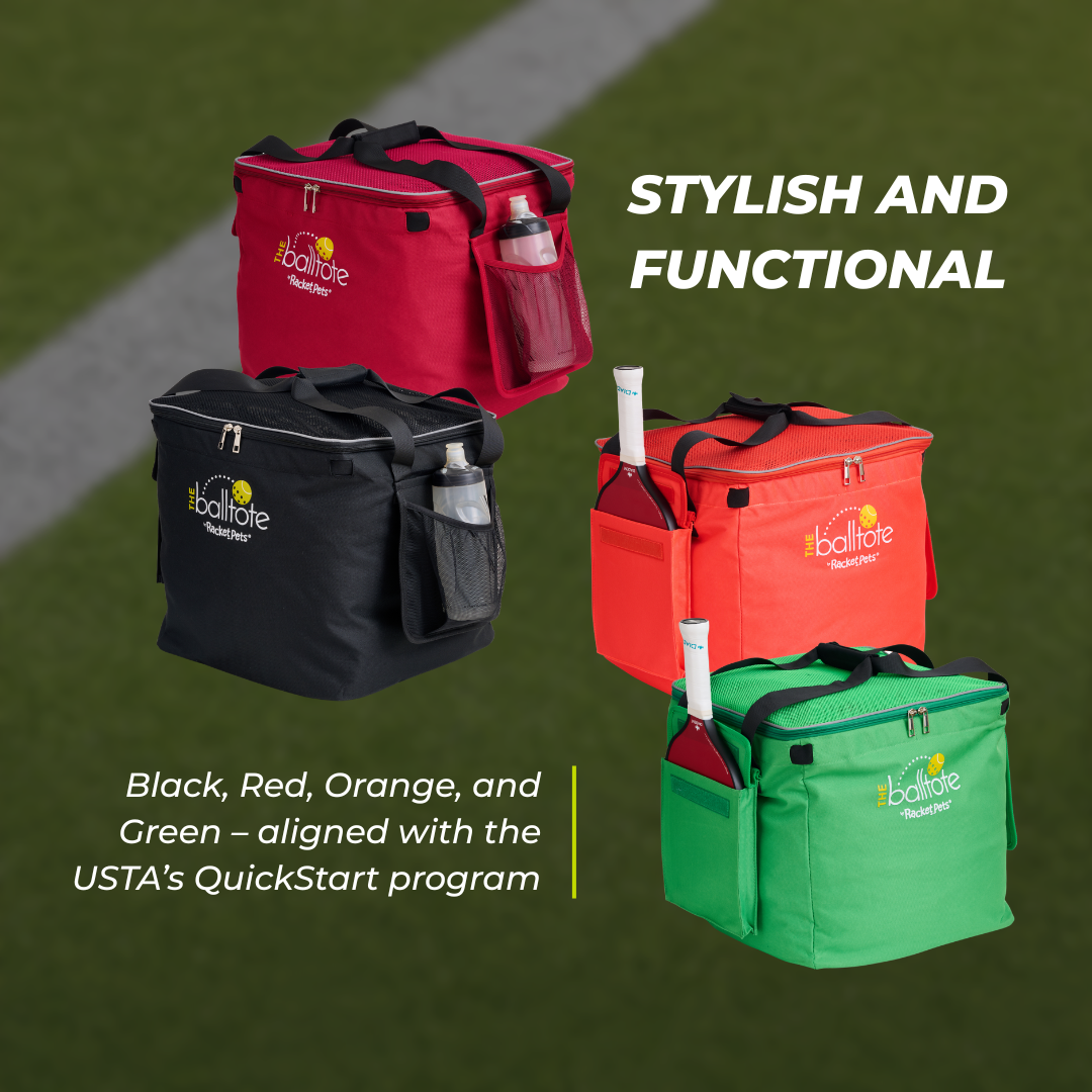 Racket Pets Ball Tote & Cart - Portable Teaching Cart with Black Ball Tote Bag for Tennis and Pickleball Pros