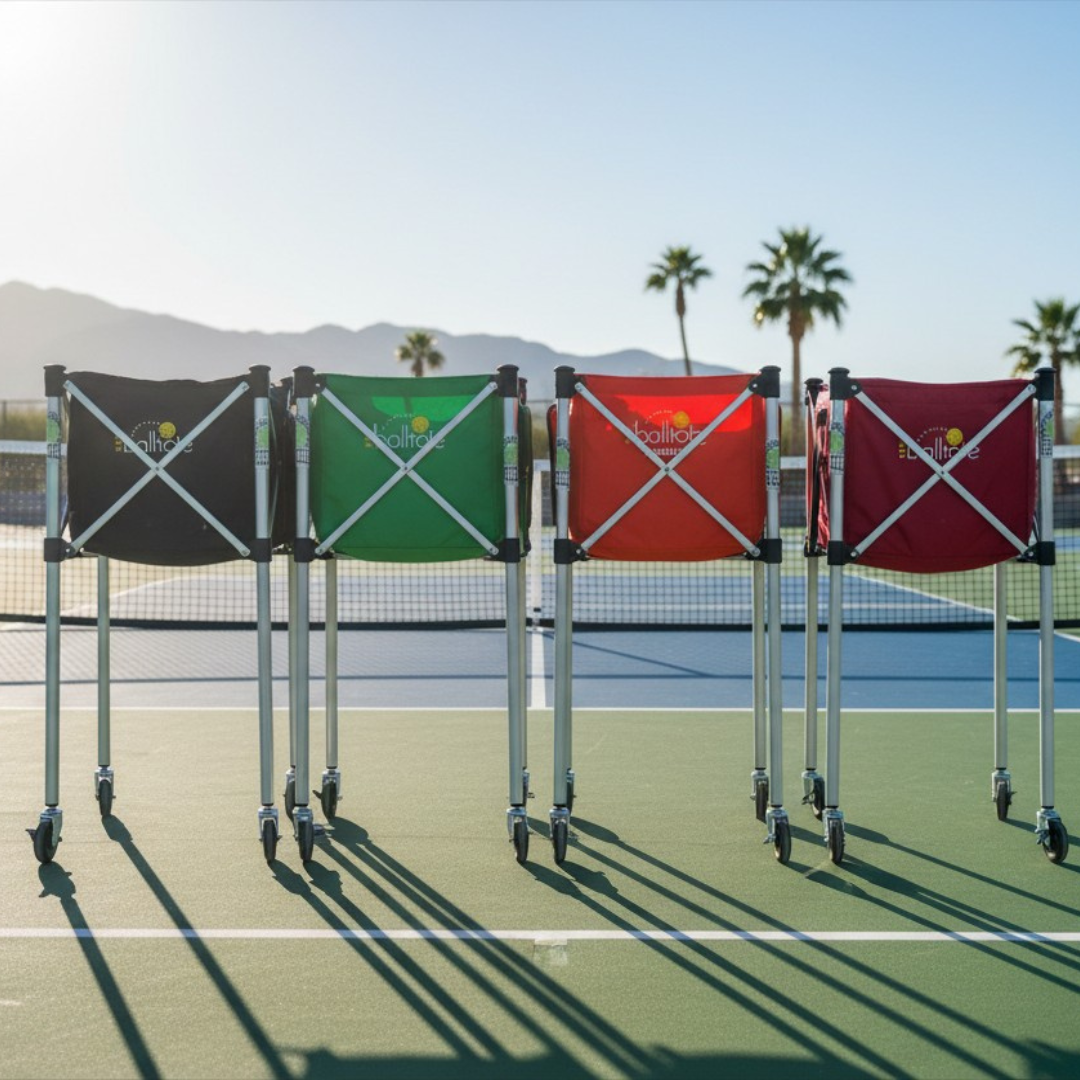 Racket Pets Ball Tote & Cart - Portable Teaching Cart with Black Ball Tote Bag for Tennis and Pickleball Pros