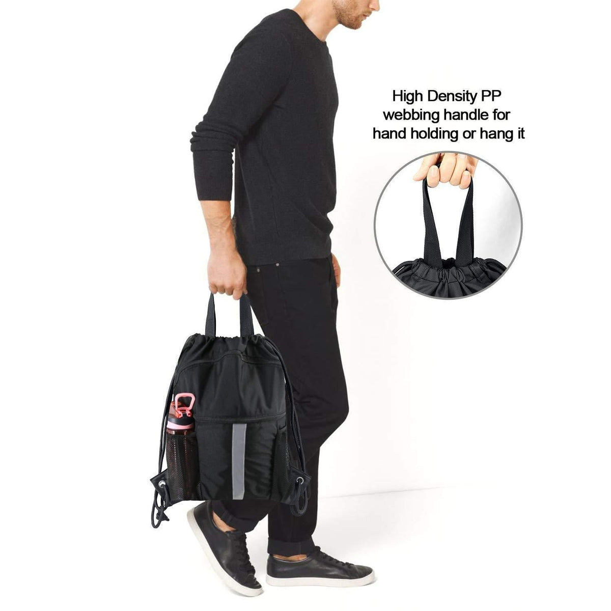 Drawstring Sports Backpack with Shoe Compartment | Large
