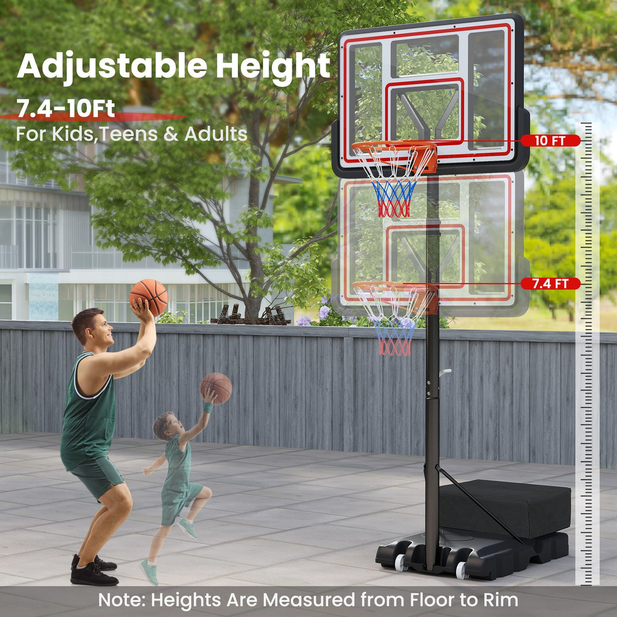 Portable basketball goal for kids, teens and adults
