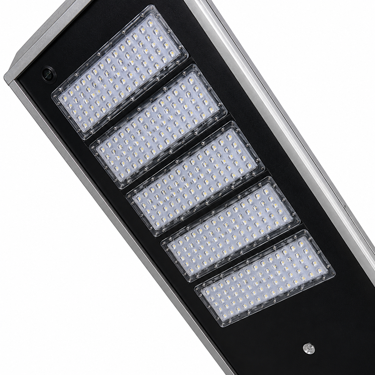 Close-up of Dominator 100W LED solar light modules