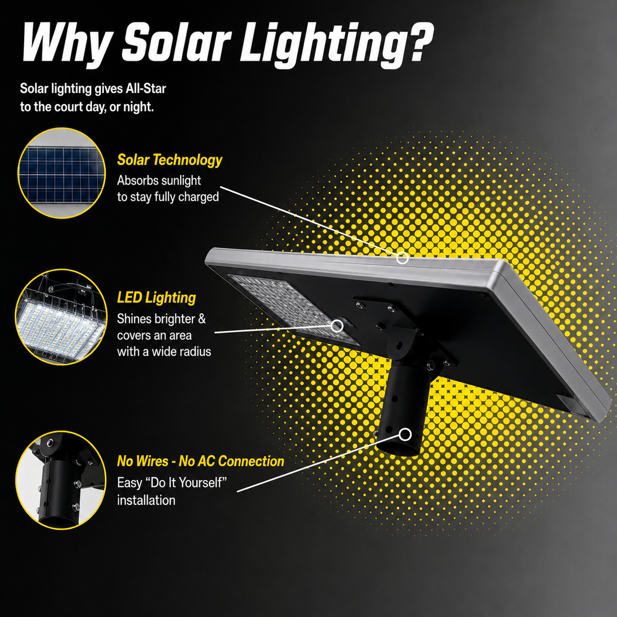 Benefits of Dominator solar court lighting