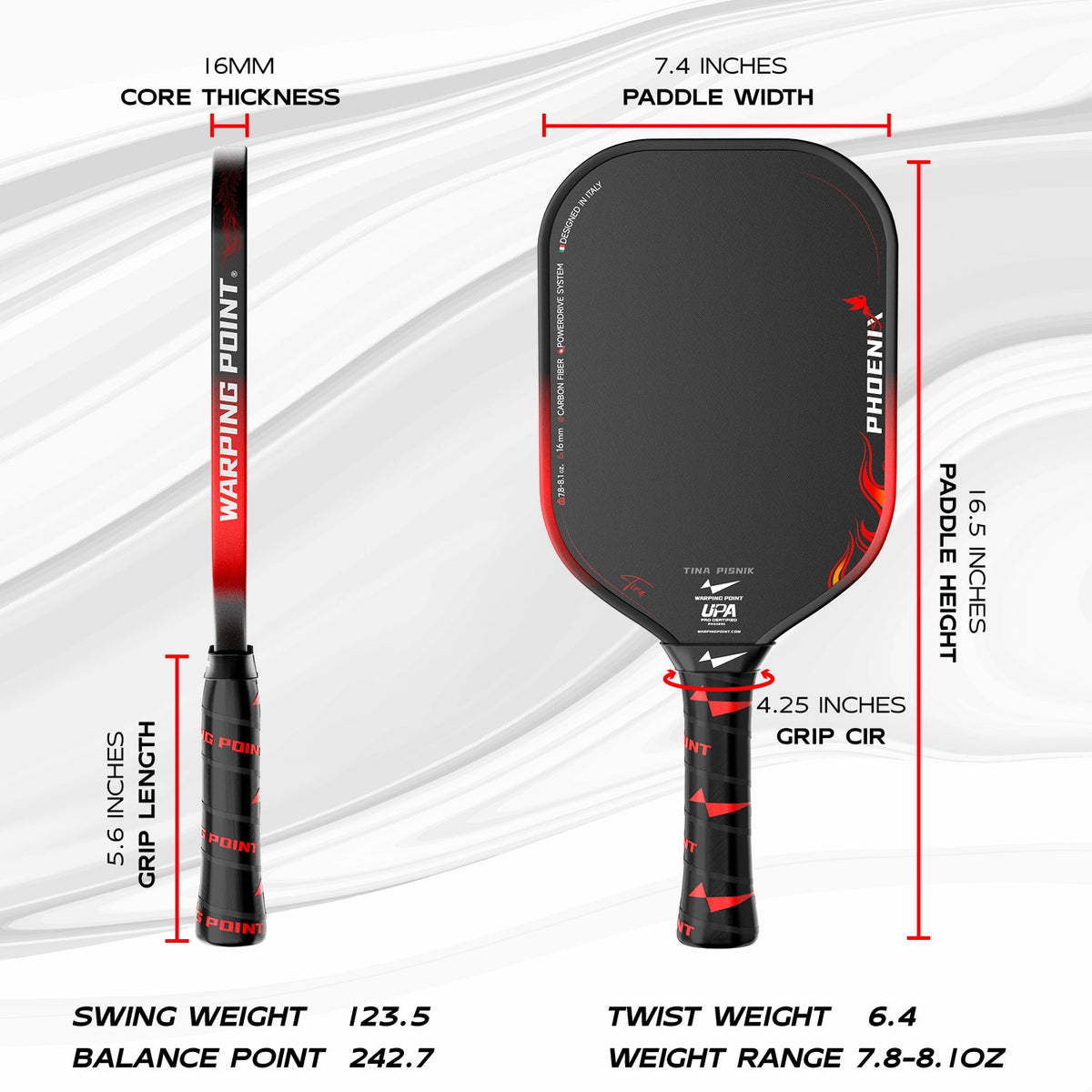 Warping Point Phoenix Pickleball Paddle - 16MM