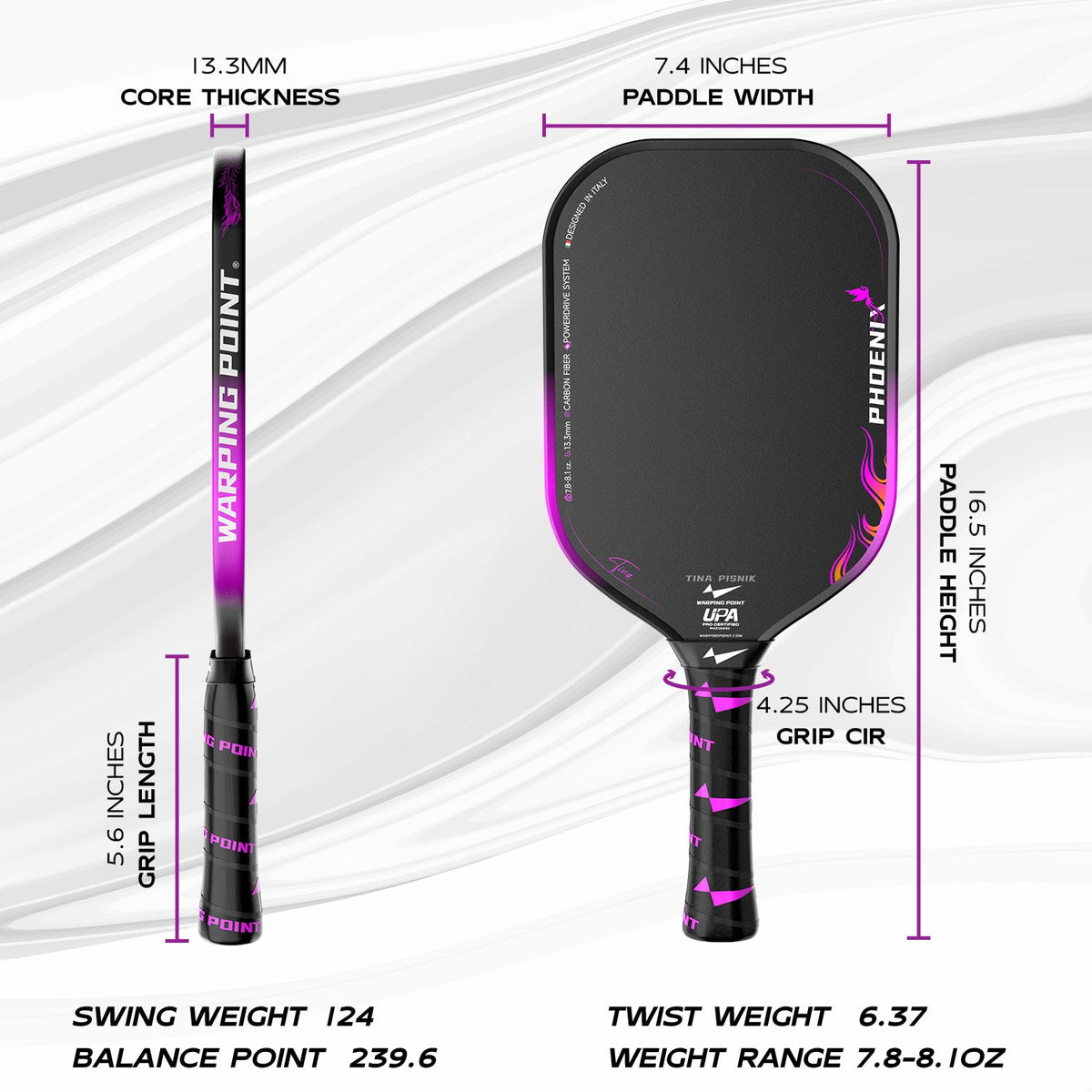 Warping Point Phoenix Pickleball Paddle - 13.3MM