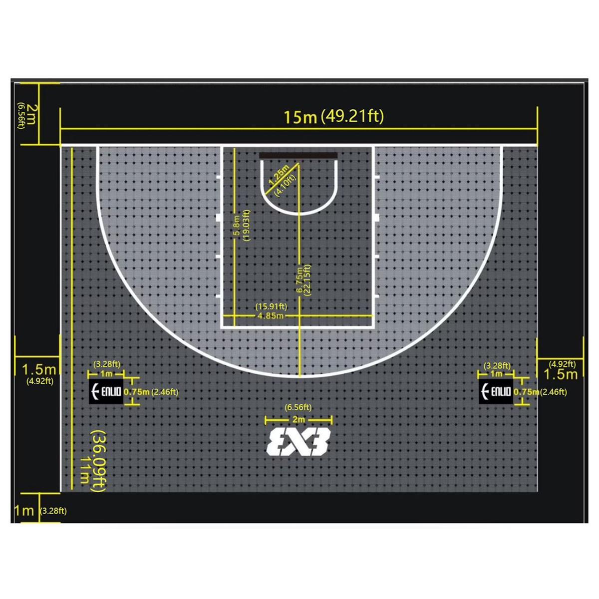 Enlio 3X3 Basketball Court 25' x 54' – SES Elite Sports Flooring