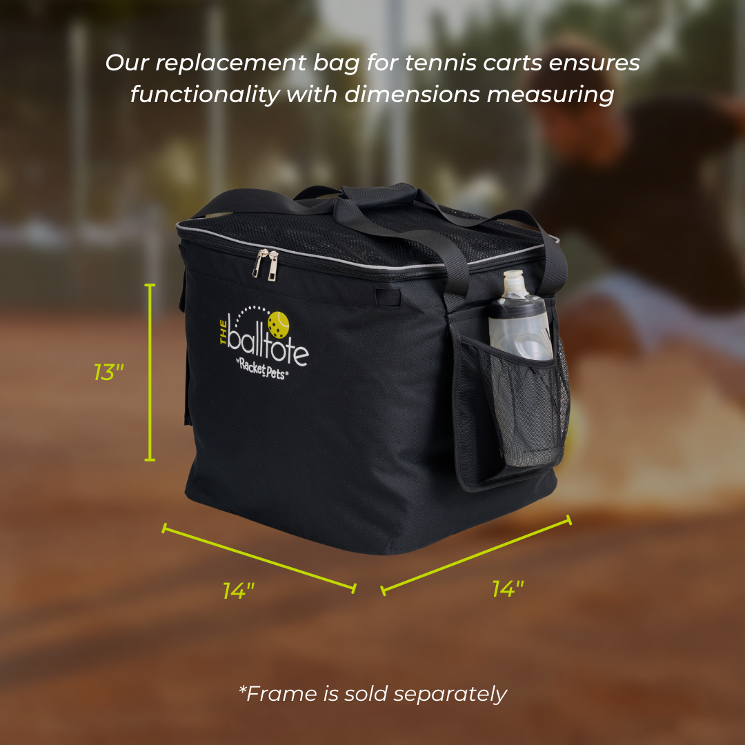 Racket Pets Ball Tote & Cart - Portable Teaching Cart with Black Ball Tote Bag for Tennis and Pickleball Pros