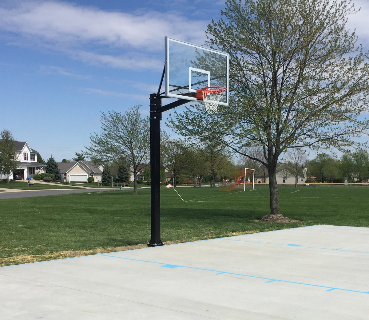 Endurance Playground Basketball System 6in Post 6ft Extension Glass Backboard