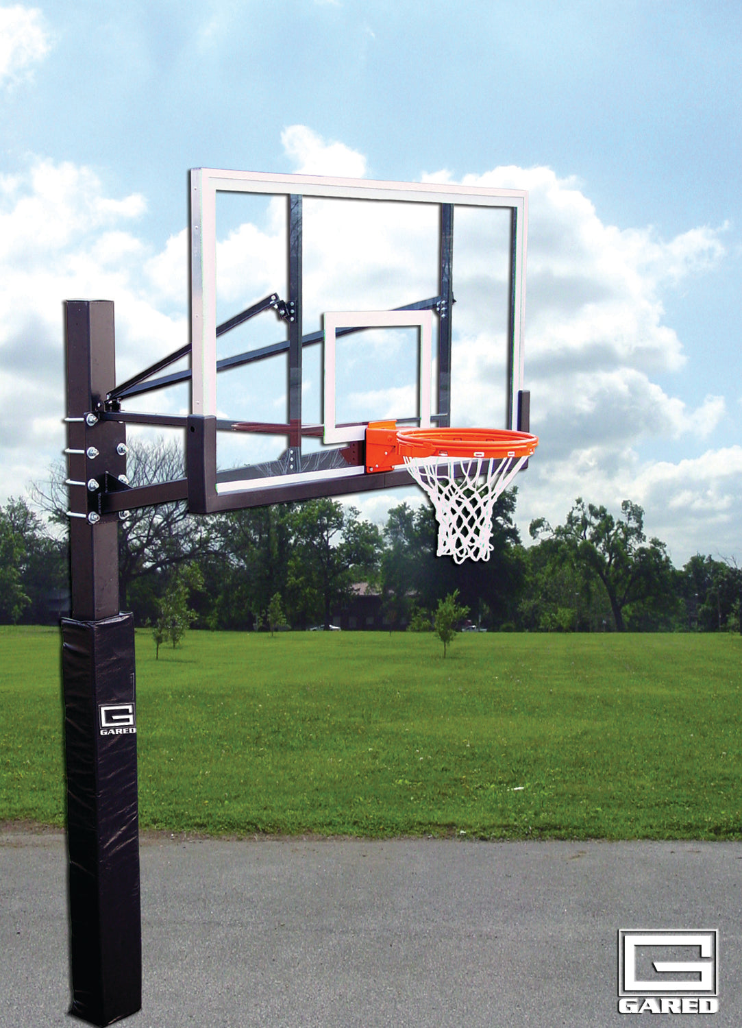 Gared Endurance Playground Basketball System - 72in Glass Backboard