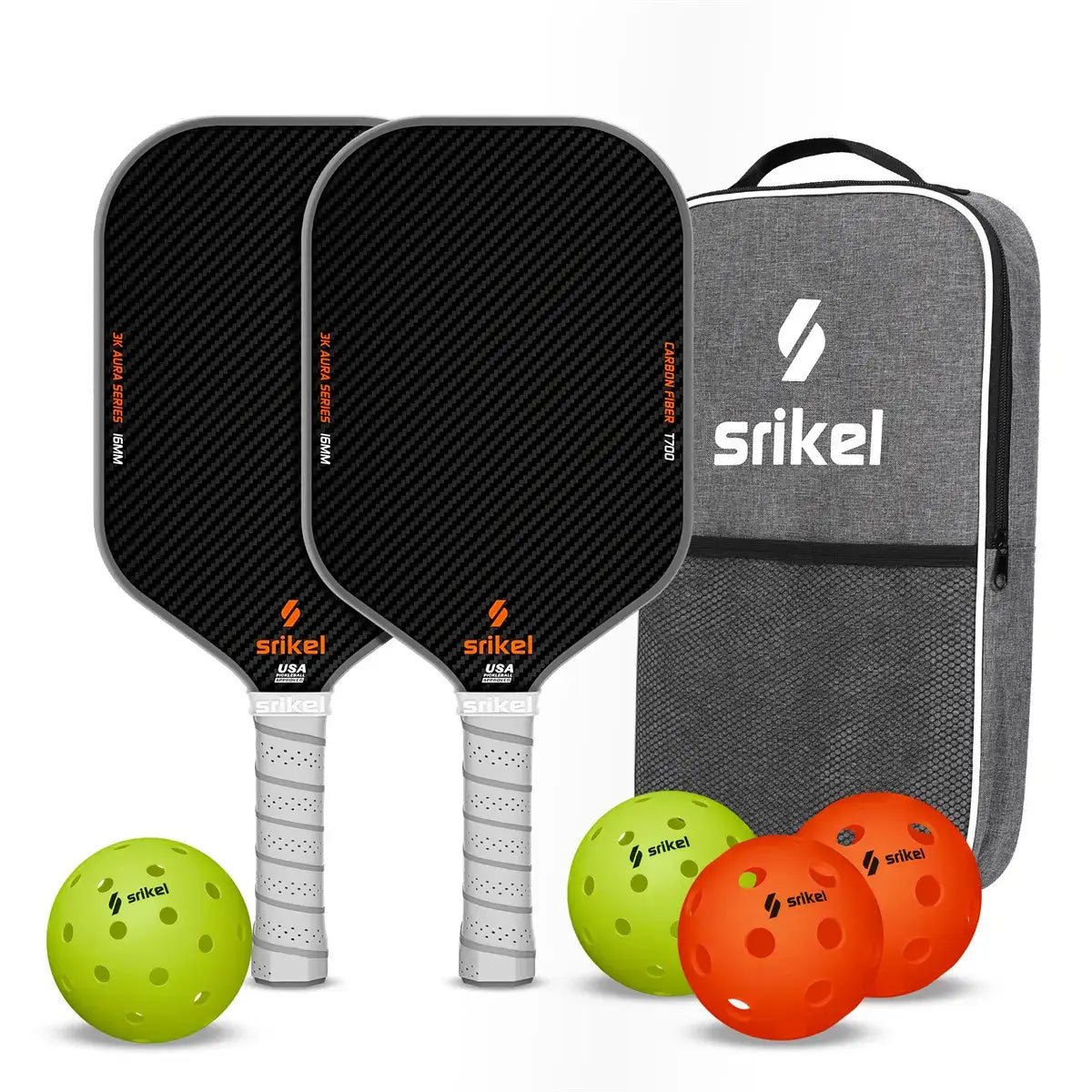 On-the-Go Pickleball Bundle: 2 Aura Paddles + 4 Balls + 1 Carry Bag