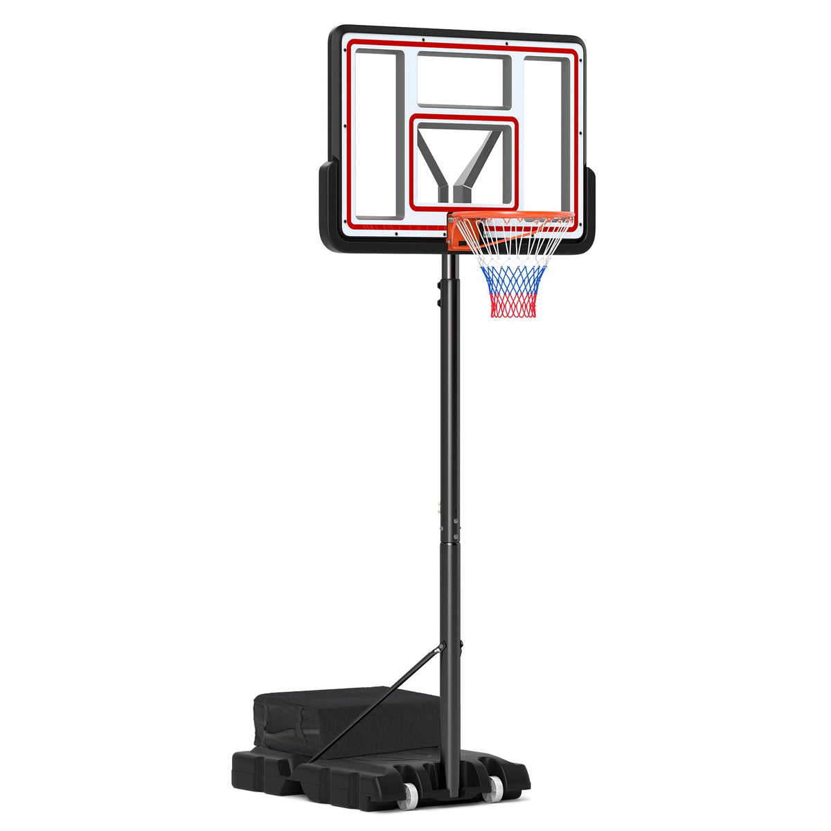 Portable basketball hoop with adjustable crank height system