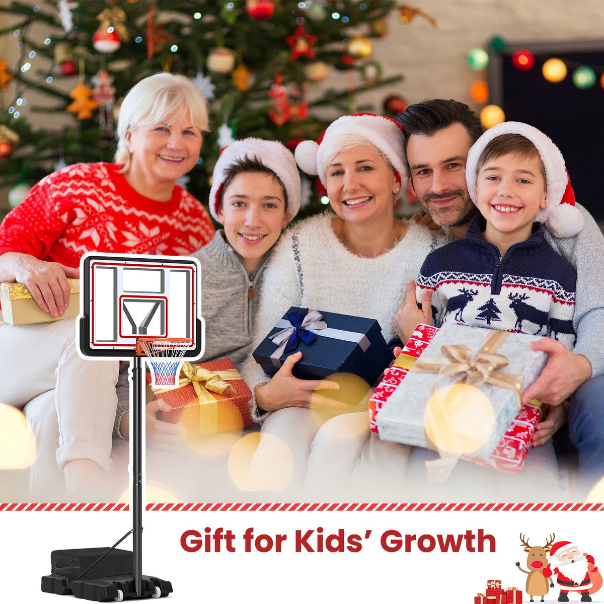 Adjustable driveway basketball hoop gift for kids growth