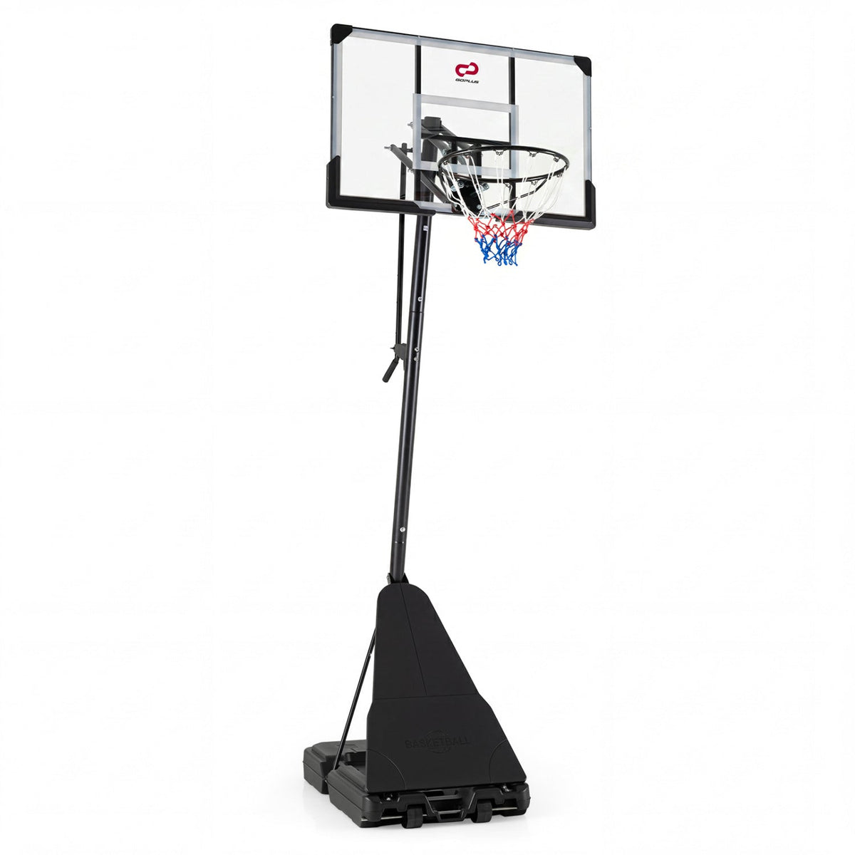 44-inch heavy-duty adjustable portable basketball hoop with crank height adjustment and fillable rolling base