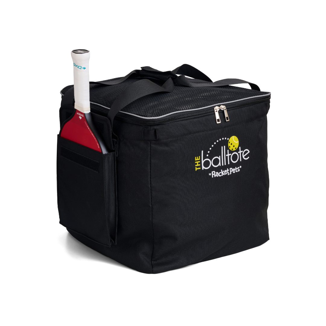 Racket Pets Ball Tote & Cart - Portable Teaching Cart with Black Ball Tote Bag for Tennis and Pickleball Pros