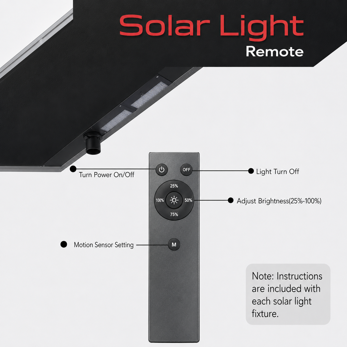 Remote control functions for Dominator solar light