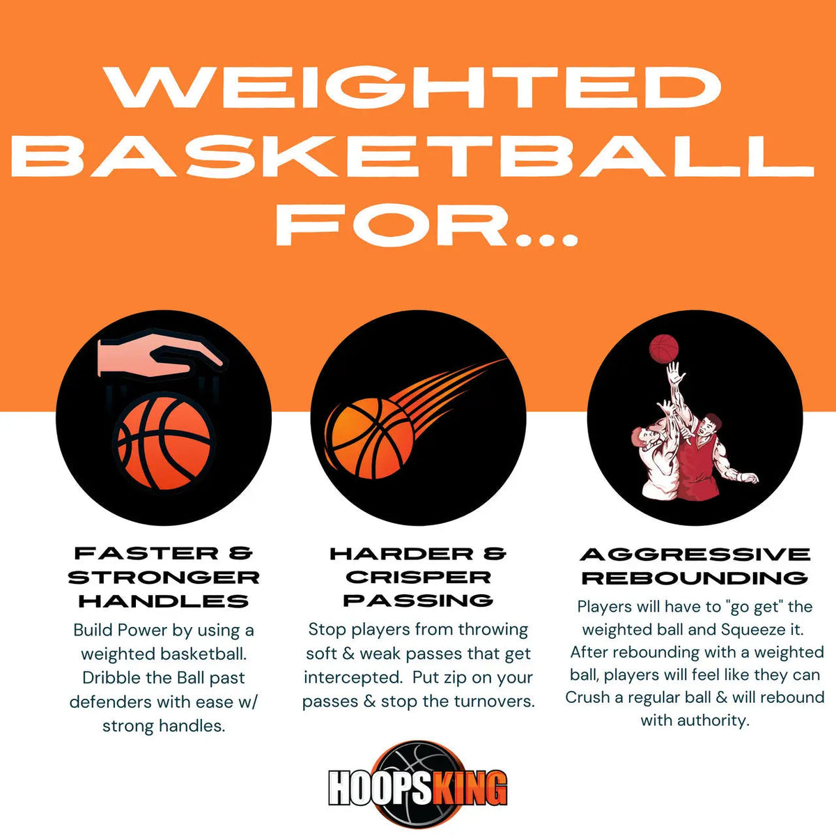 HoopsKing Weighted Indoor Basketball for Training (Men or Women) |29.5" & 28.5"