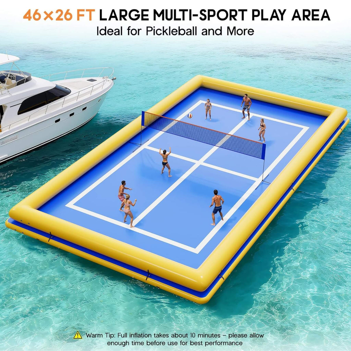 Inflatable Floating Pickleball And Volleyball Court [26X46FT]