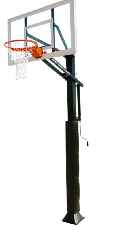 Ironclad GC55-MD adjustable in-ground basketball system with glass backboard